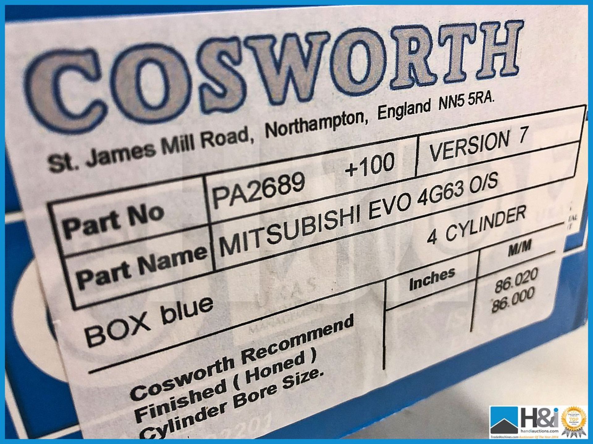 1 x Cosworth piston set (4) for Mitsubishi Evo 4G63. Code: 10001450 - Image 3 of 3