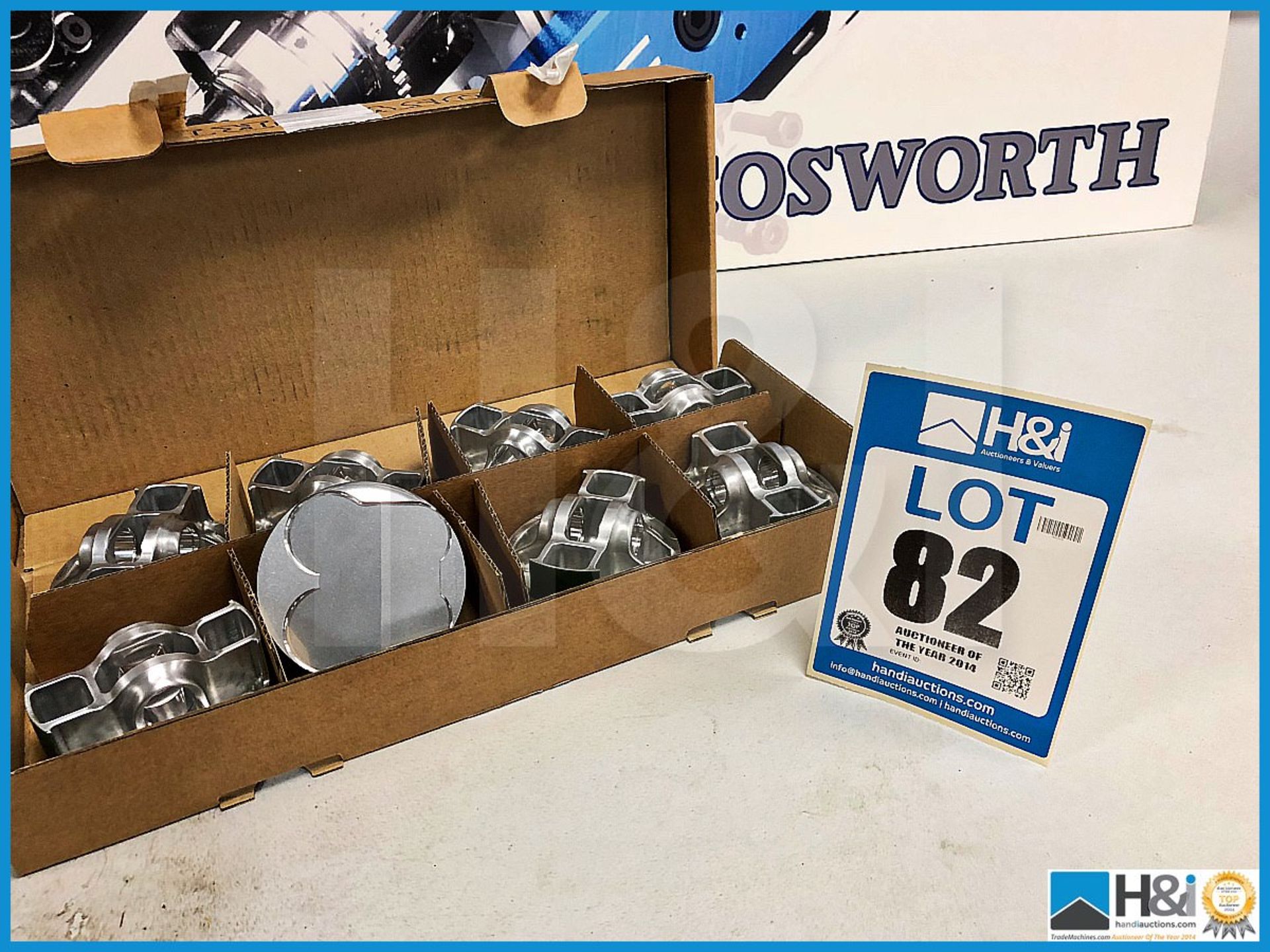 9 x Cosworth XG Indycar pistons 3 litre, narrow skirt. Code: XG2660. Lot 279