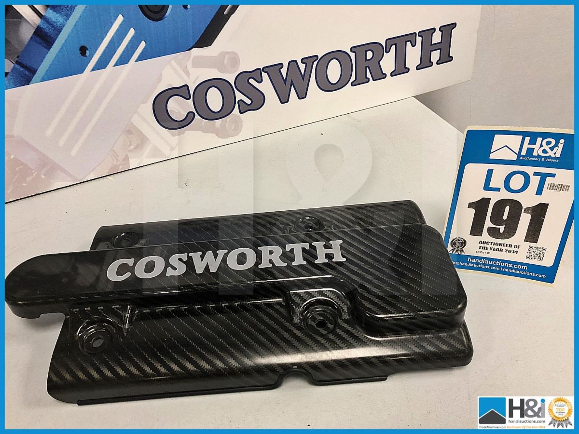 Cosworth Atlantic carbon fibre engine cover marked 'Cosworth'. We're avised that these can be modifi