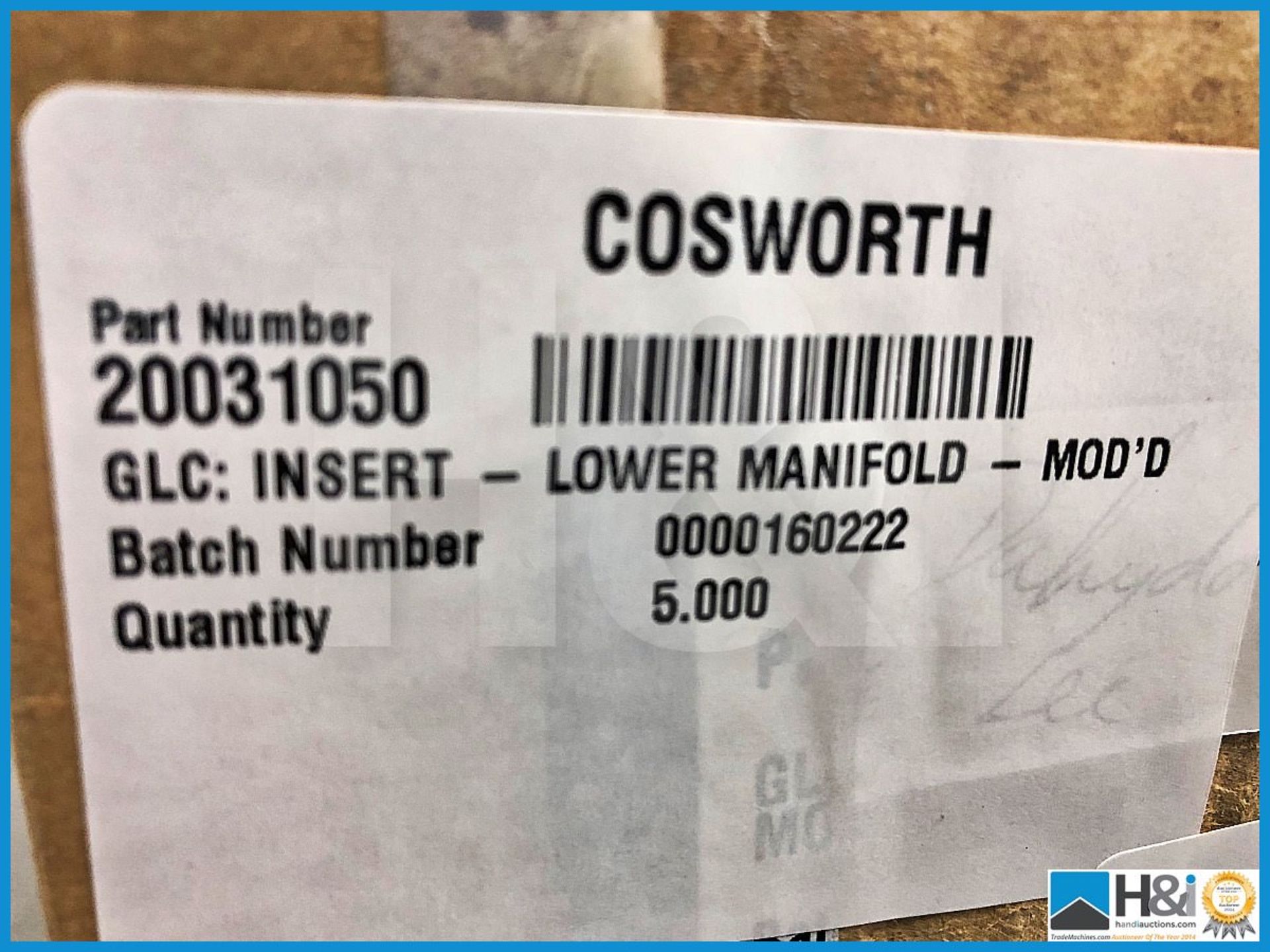 5 x Cosworth Lotus Evora GT2 GLC insert lower manifold, modified. Code: 20031050. Lot 275 - Image 4 of 4