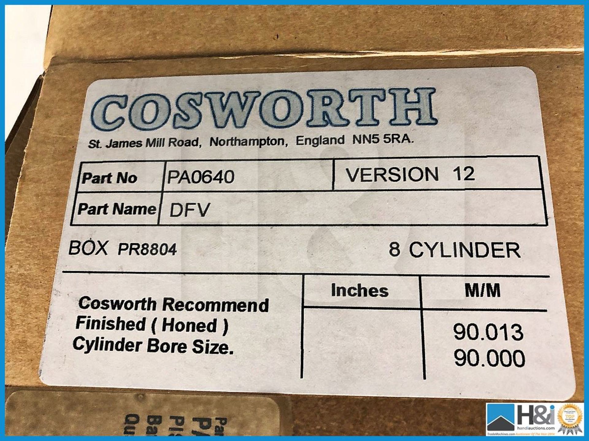 Cosworth Piston set DFV short stroke AL. Liners (8 pistons). Code: 10001475. Lot 40. RRP GBP 2,100 - Image 3 of 3