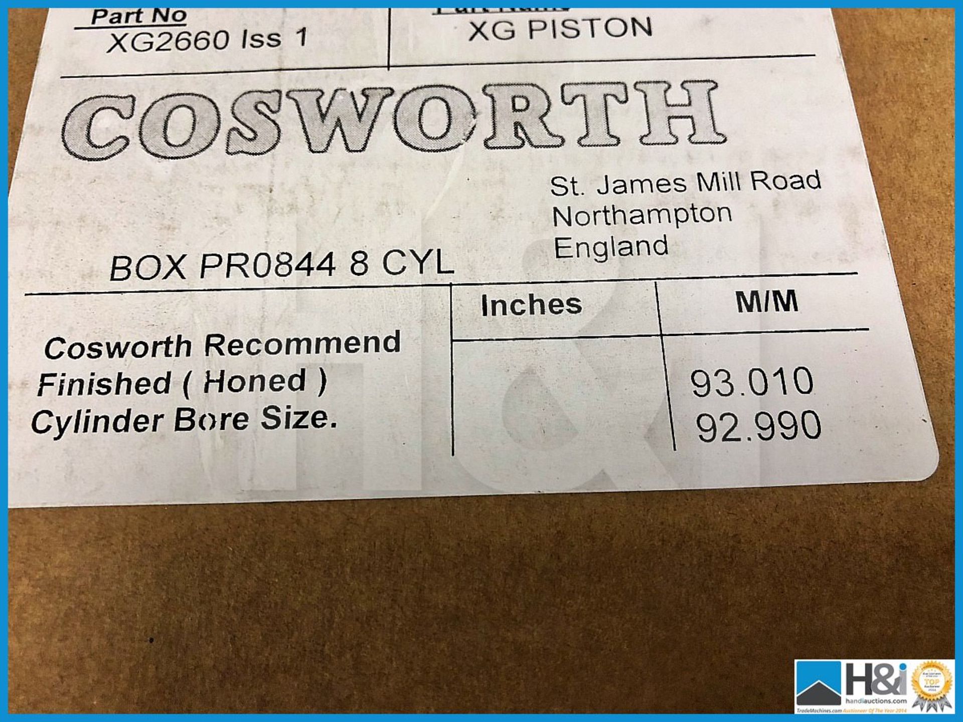 9 x Cosworth XG Indycar pistons 3 litre, narrow skirt. Code: XG2660. Lot 279 - Image 3 of 3