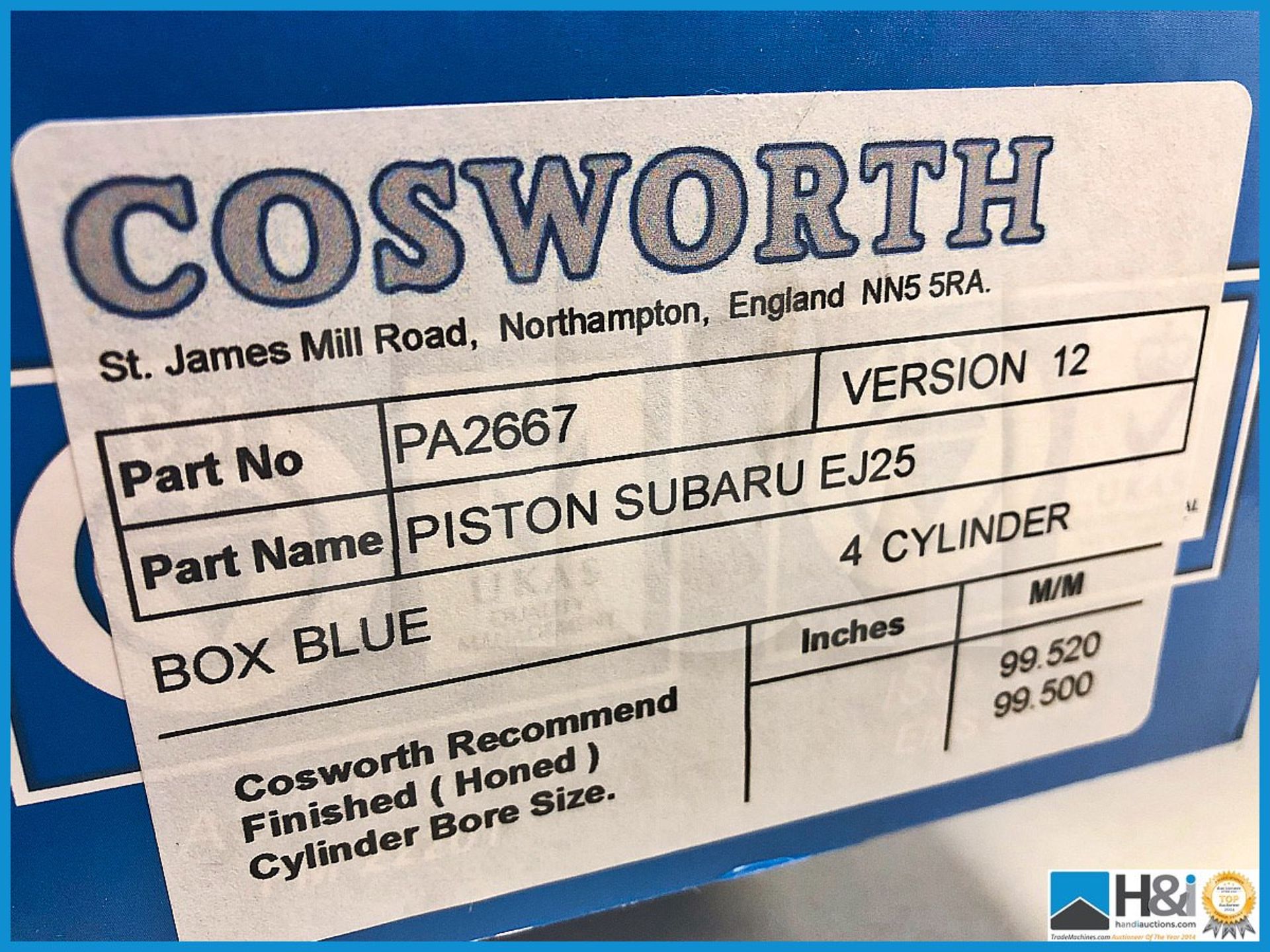 1 x Cosworth piston set (4) for Subaru EJ25 8.2:1 STD. Code: 10001430 - Image 3 of 3