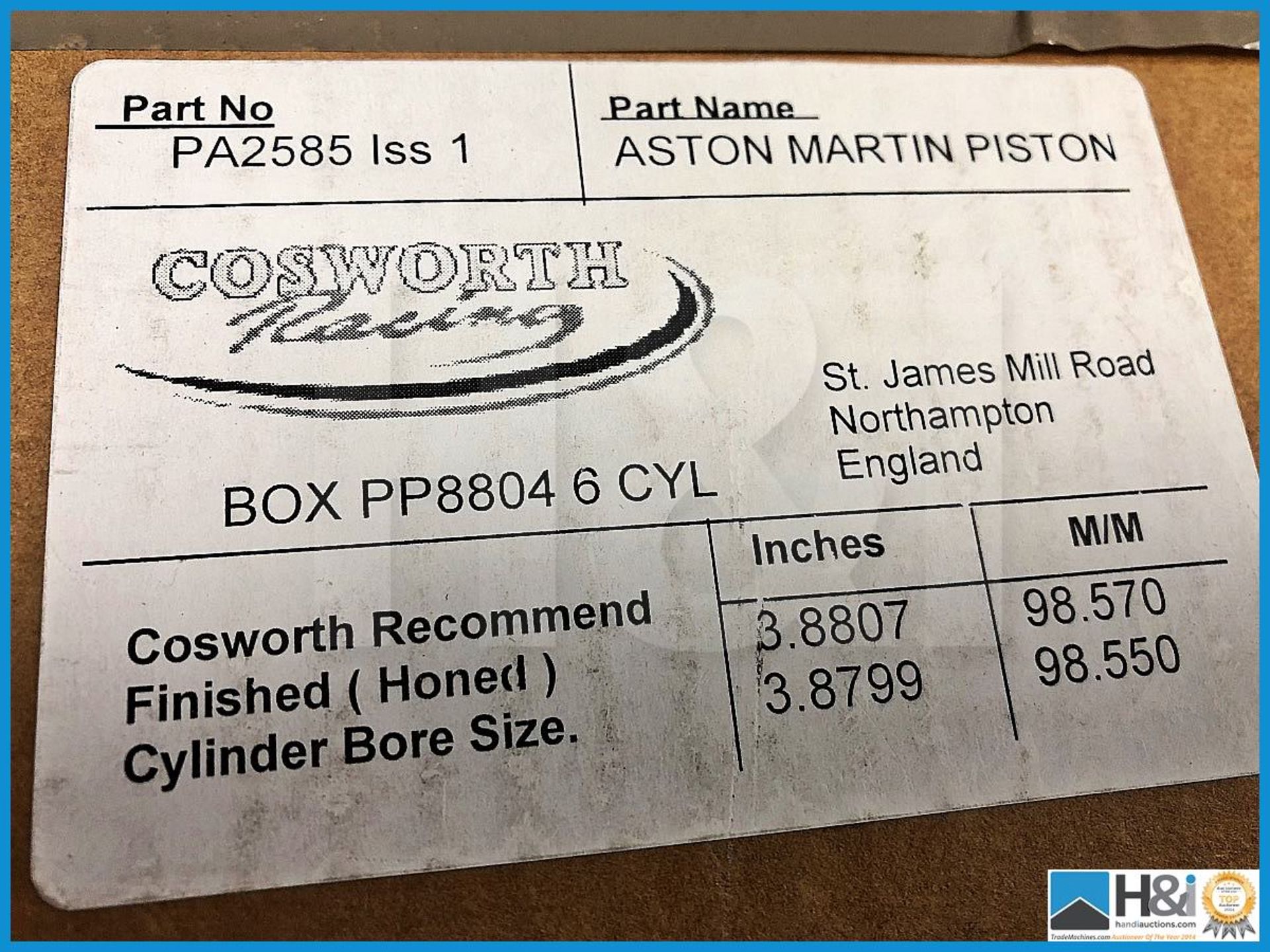 6 x Cosworth Aston Martin 4.2 pistons. Code: PA2585 - Image 4 of 4