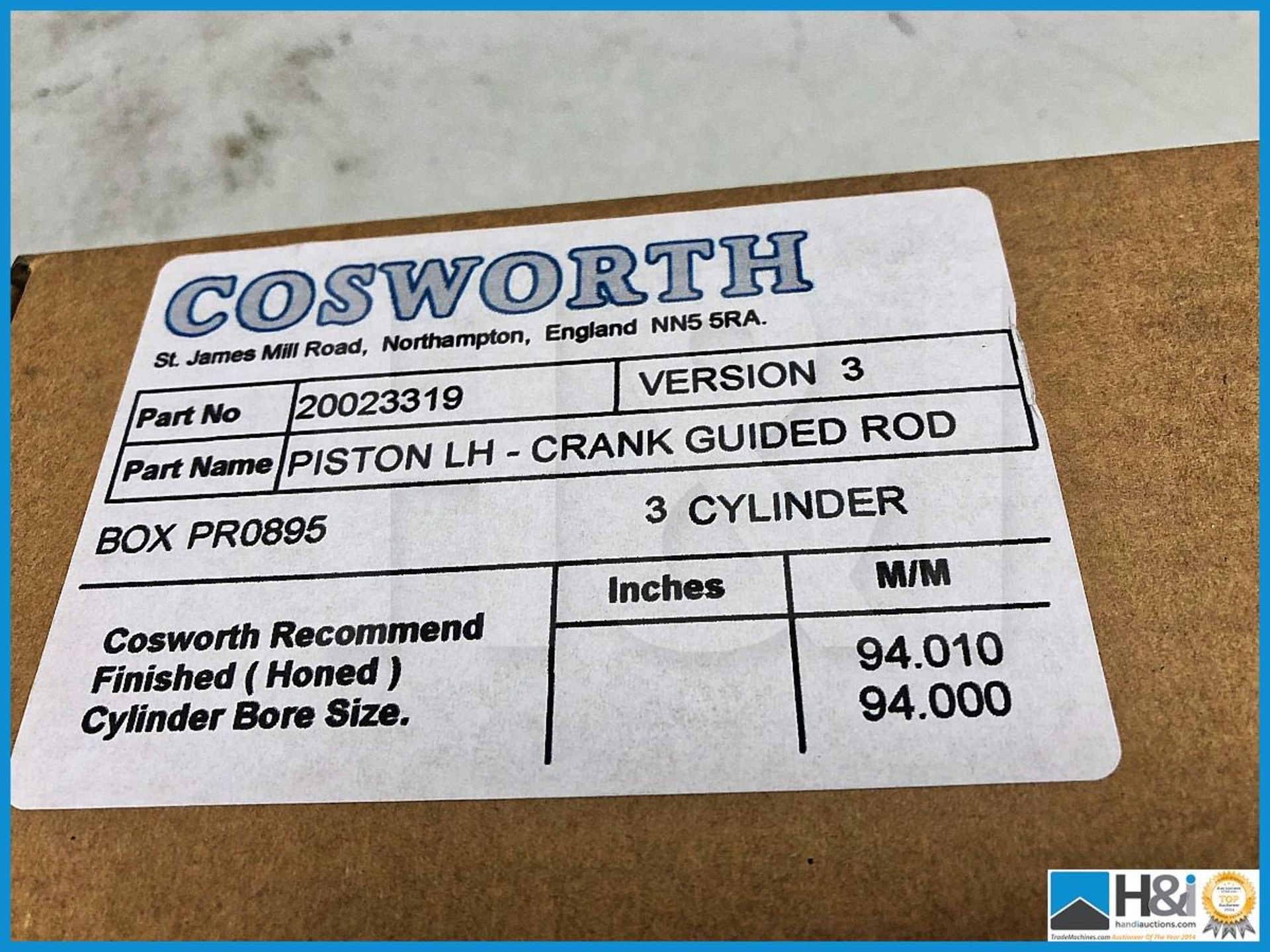 2 x Cosworth Lotus Evora GT2 GL pistons LH crank guided rod 16:1. Code: 20023319. Lot 297 - Image 3 of 3