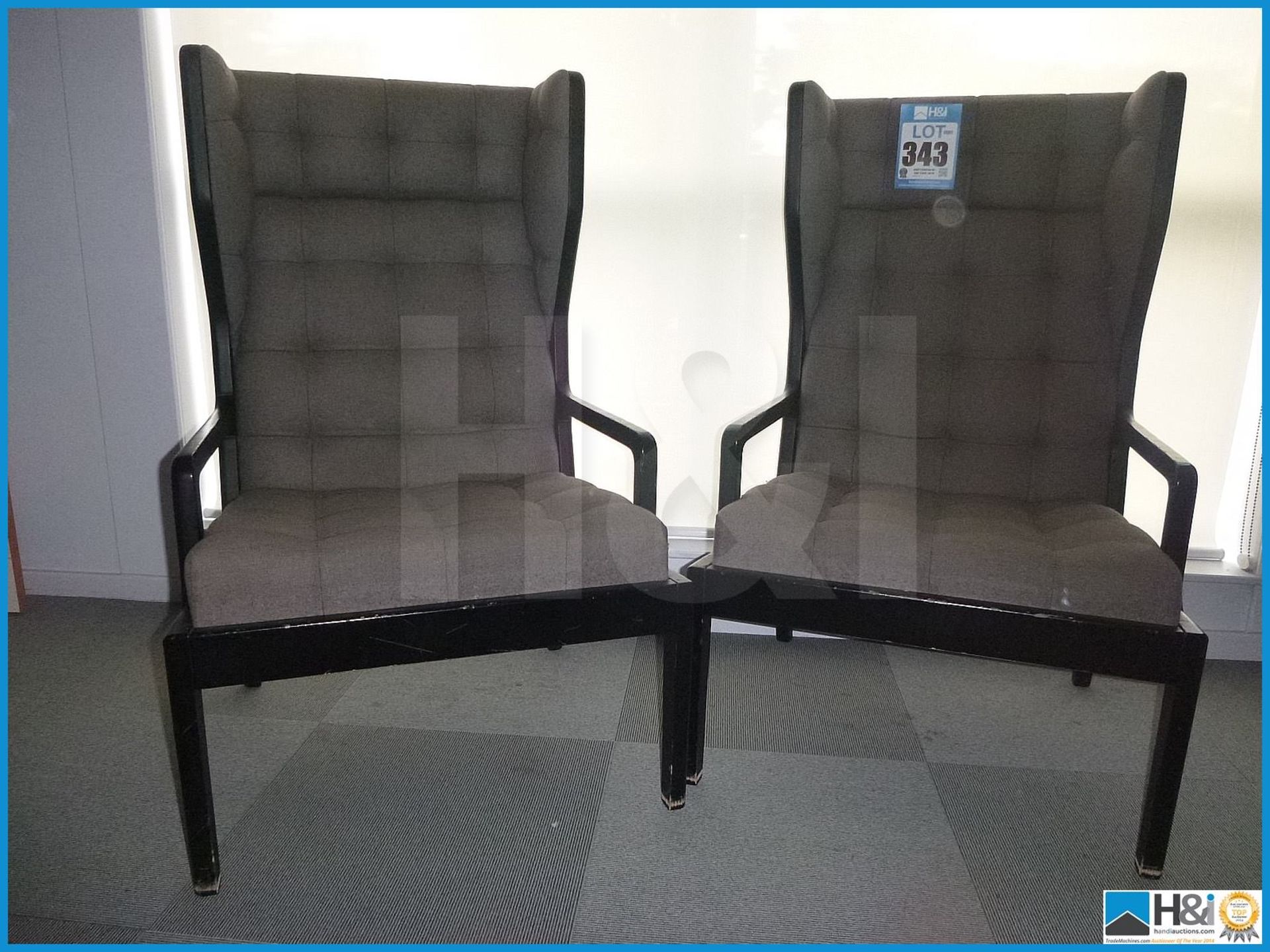 2 DESIGNER BROWN WING BACK CHAIRS