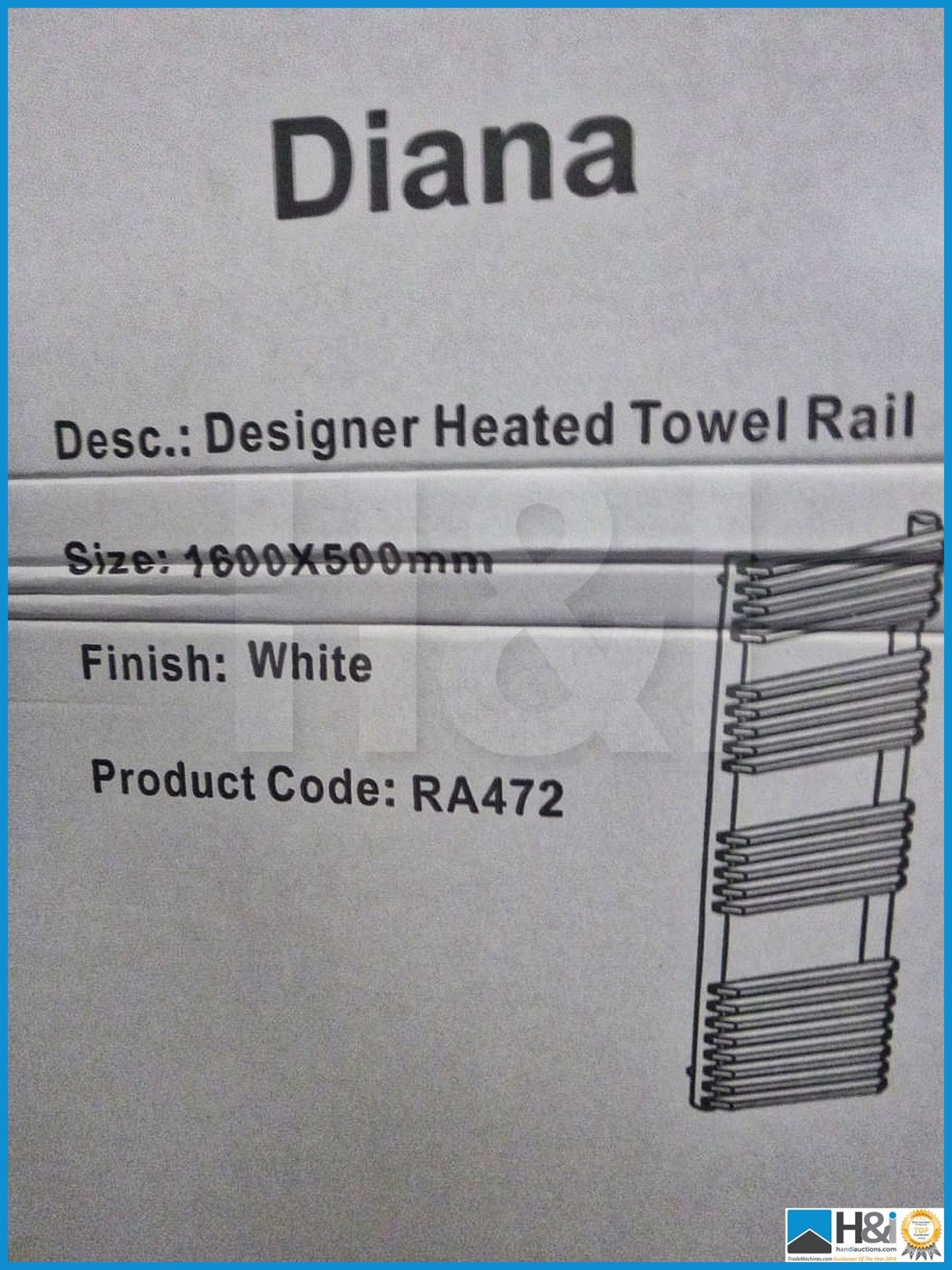 Diana designer heated towel rail white 1600mm X 500mm. - Image 3 of 3