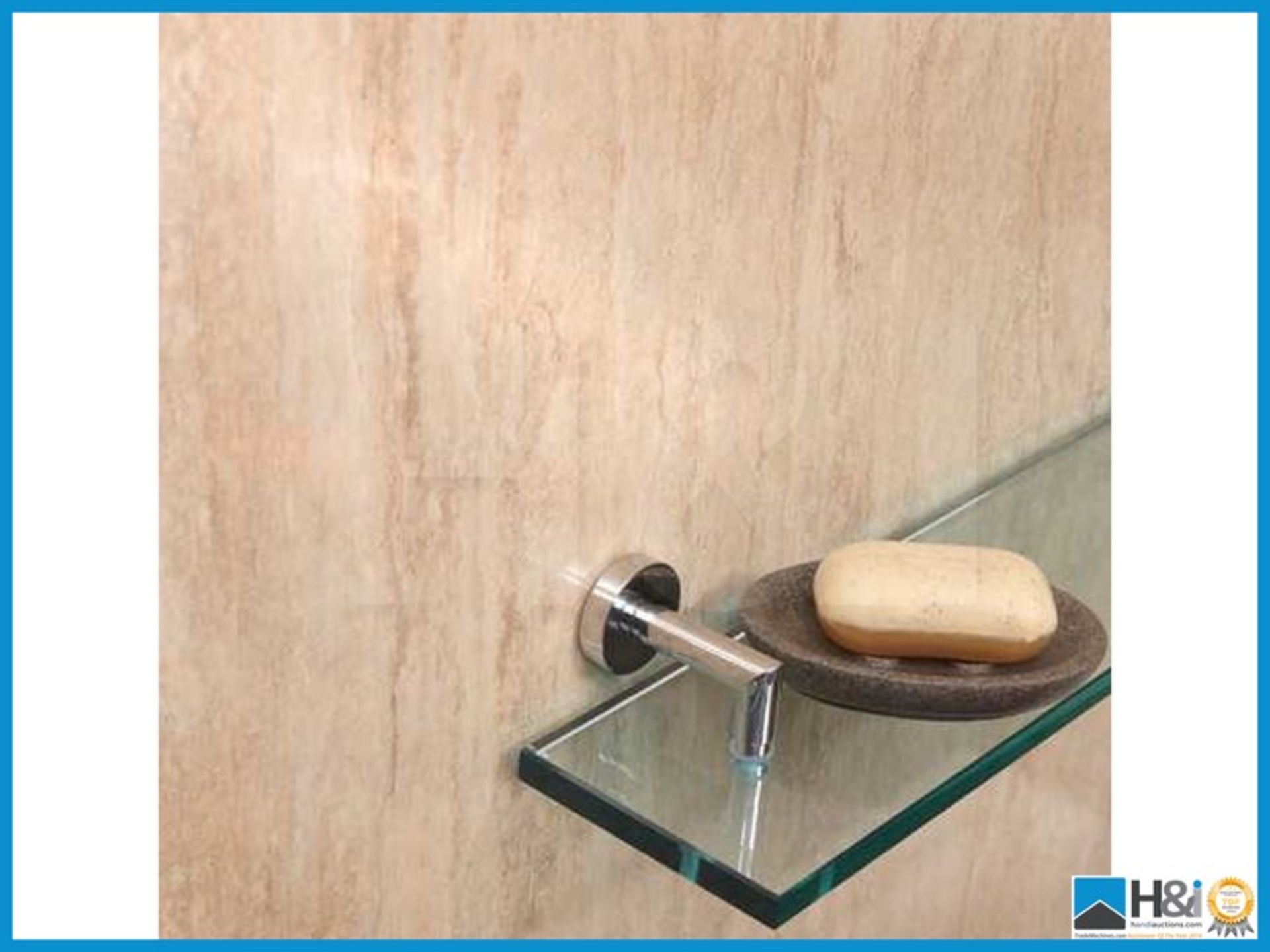 Designer travertine stone effect wet room panel 1000x2400. New, unused in packaging.