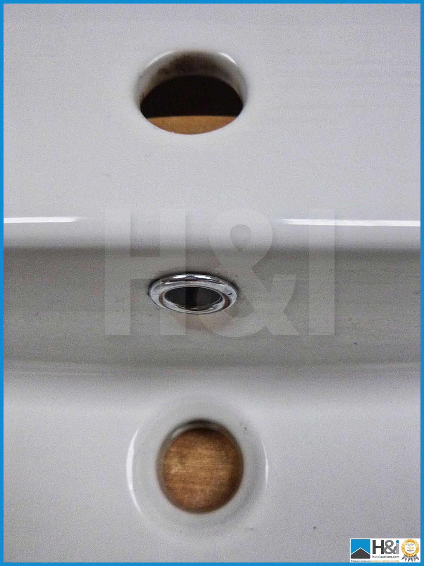 Semi recessed ceramic white basin single tap hole 560mm X 460mm X 200mm. RRP £99. - Image 3 of 3