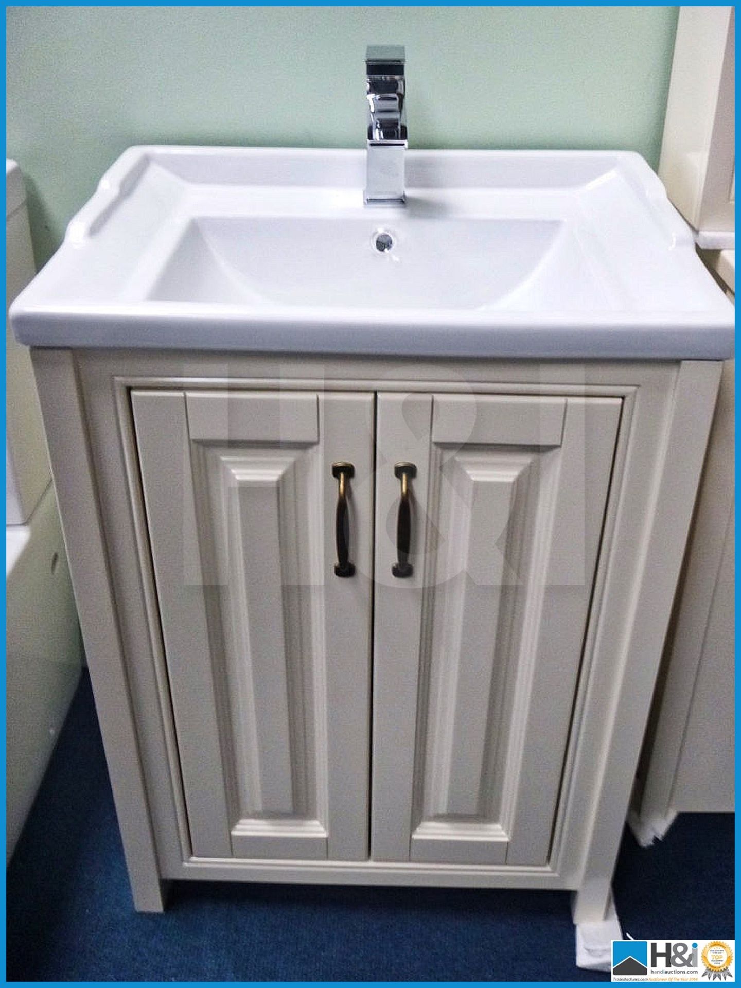 Designer floor standing vanity unit with vit ceramic white basin and complimenting Roper Rhodes Rela