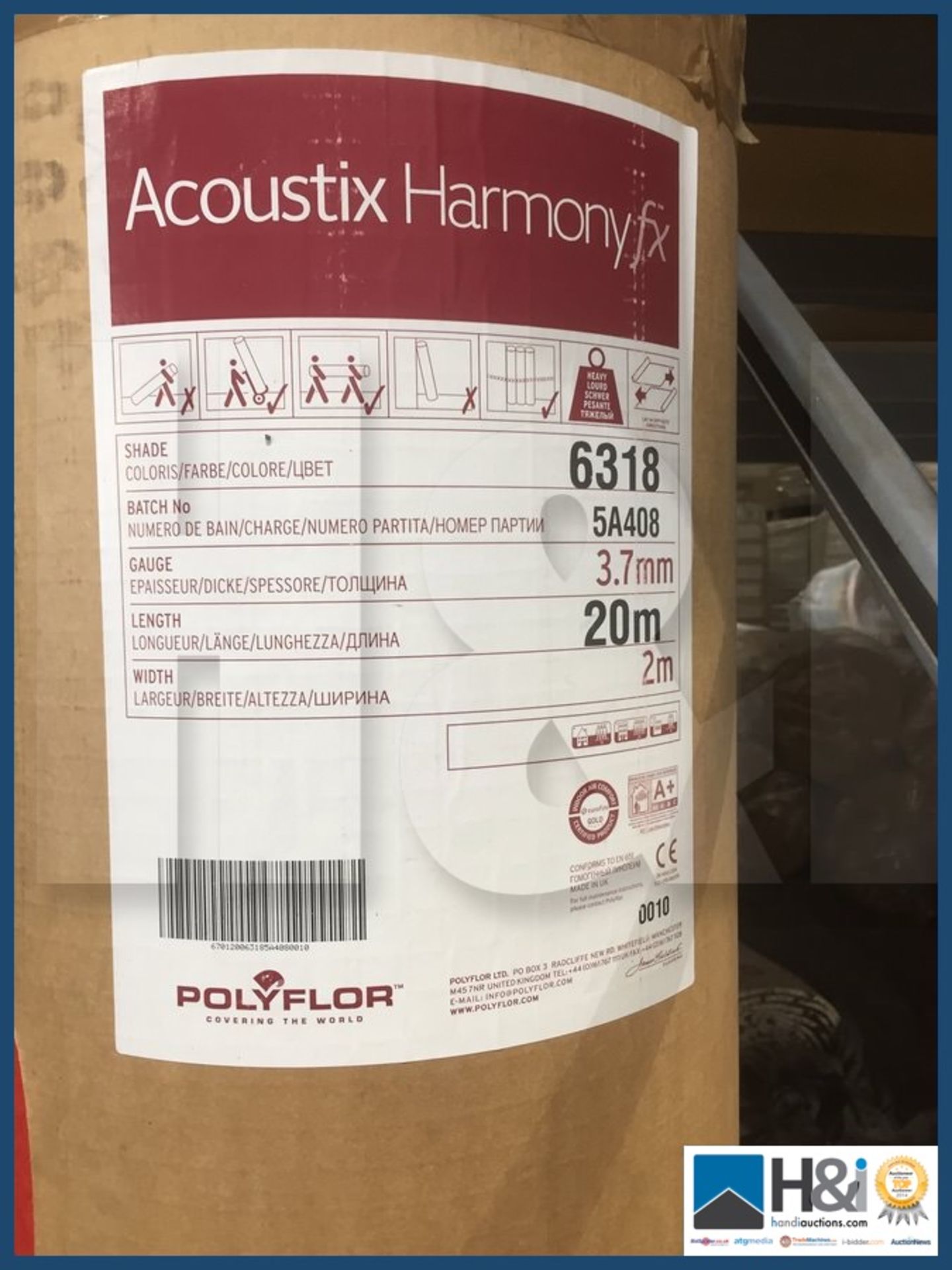 Polyflor Acoustix Harmony FX colour 6312. 20x2m total 40m2 per lot. RRP GBP 1,200 per lot.