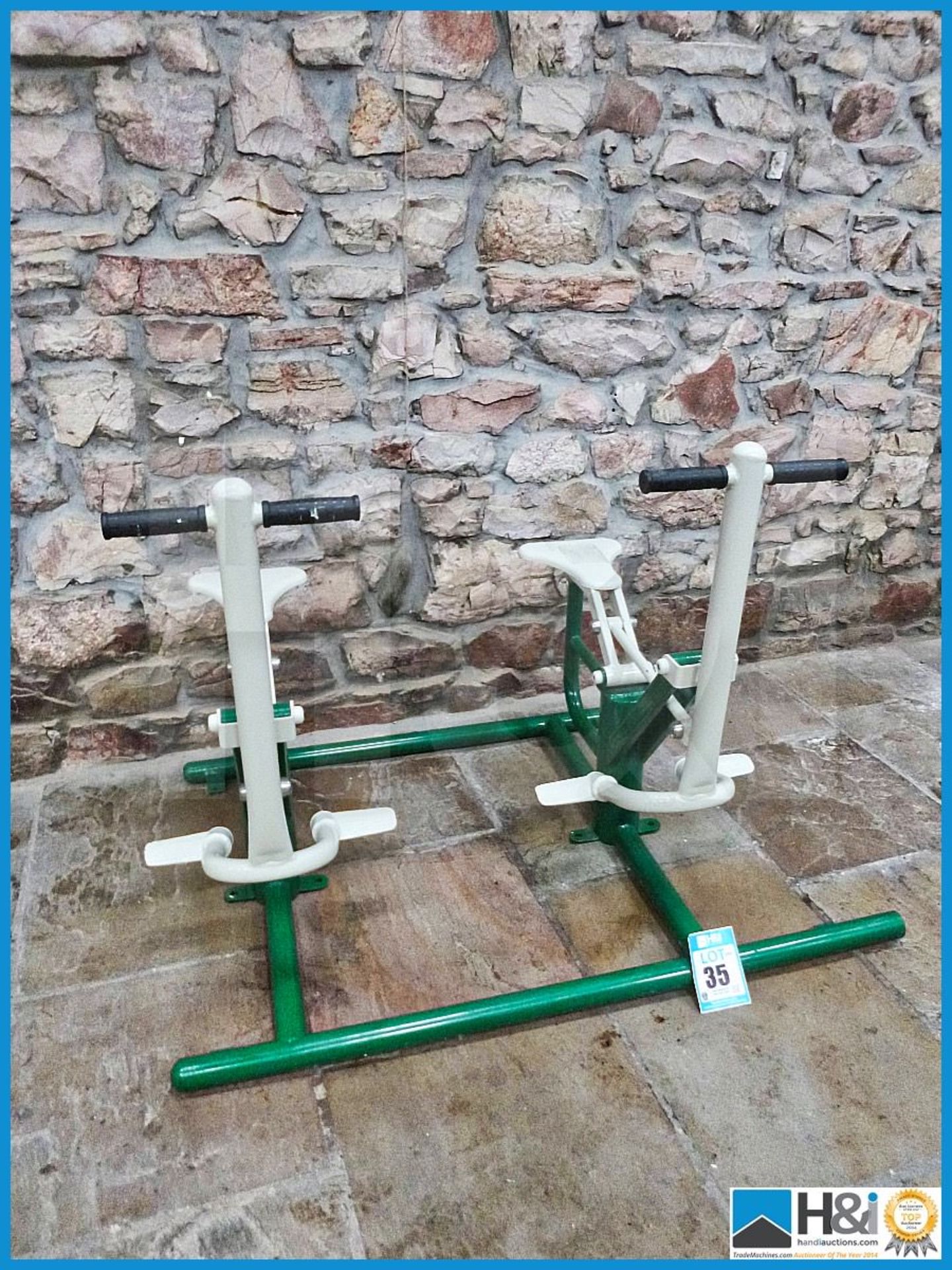 Outdoor fitness equipment comprising two pull up bikes . Solid metal construction new and unused RR