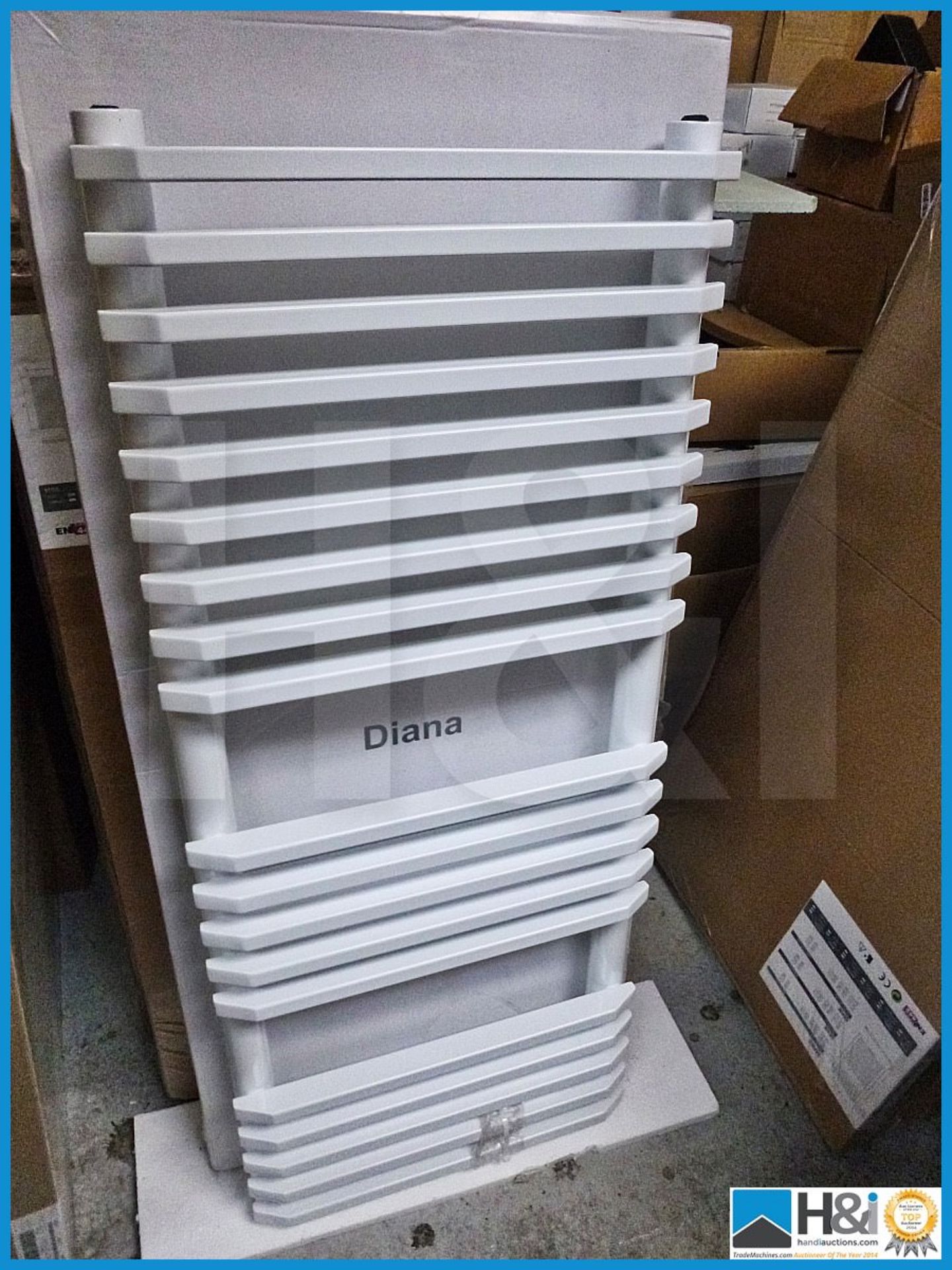 Phoenix Diana designer heated towel rail 1200X500. Complete with fittings in high gloss white RRP 24