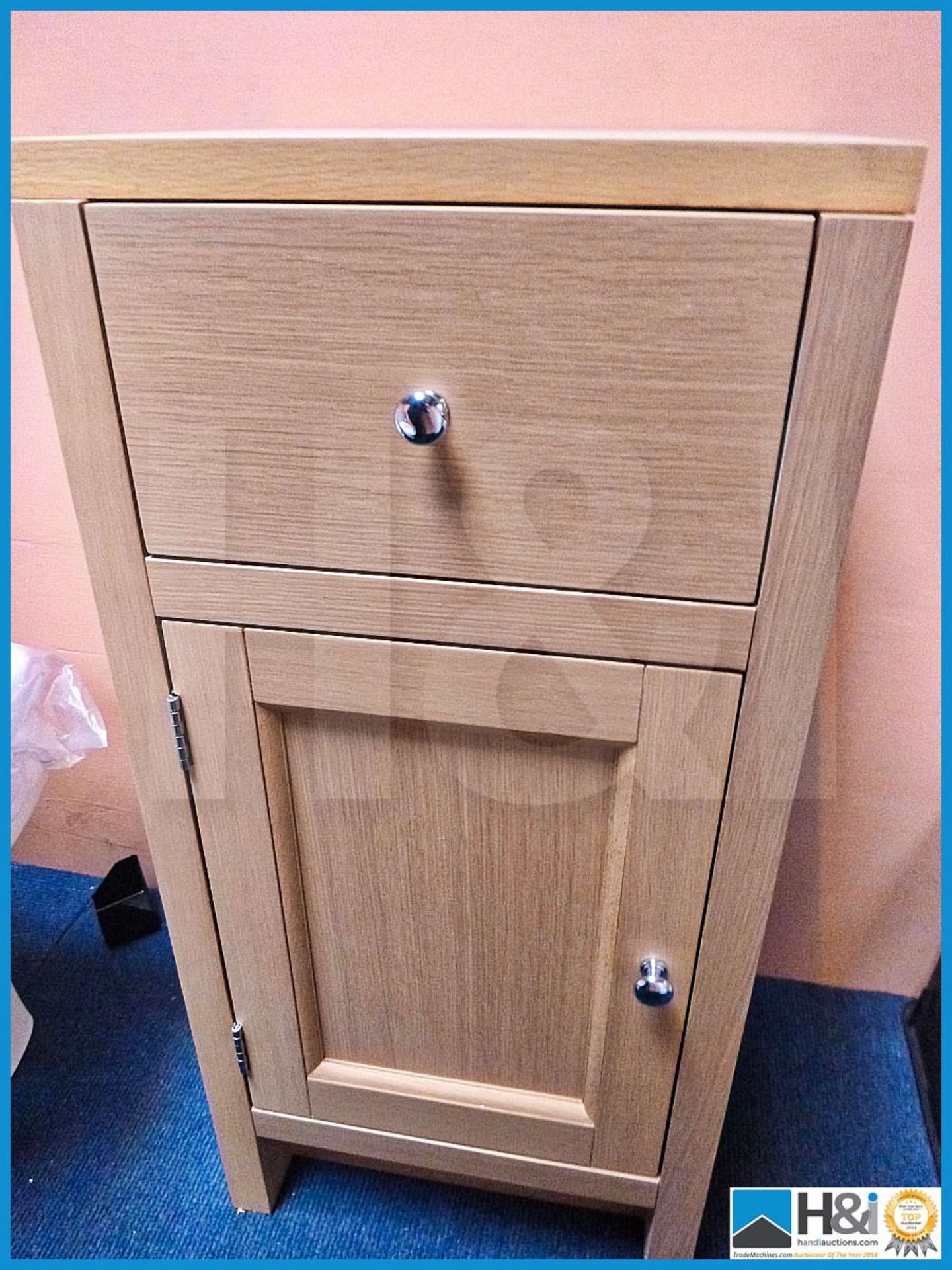 Roper Rhodes Hampton 400mm X 400mm oak floor standing cupboard with single drawer RRP 399 GBP.