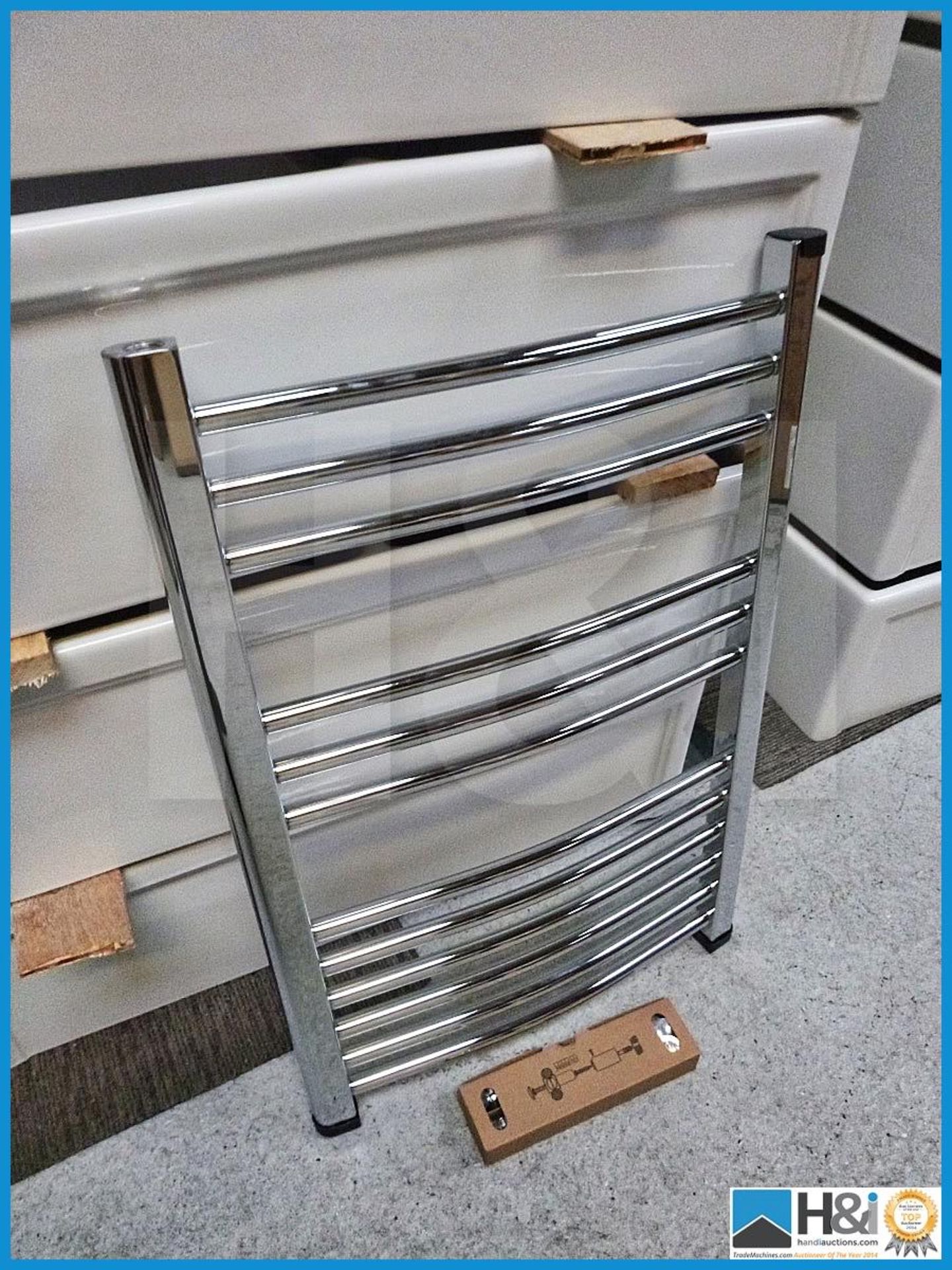Chrome towel radiator 750X500mm. Complete with fittings RRP 129 GBP