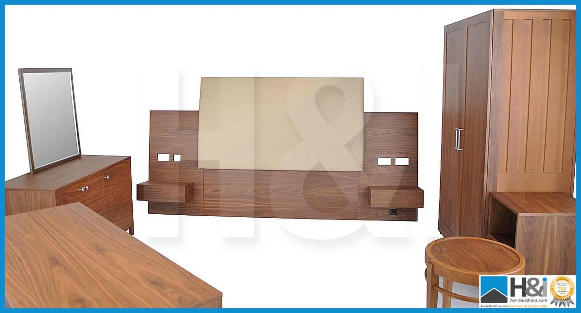 Stunning black walnut bedroom furniture set comprising: 2-door wardrobe - H 193cm x W 110cm