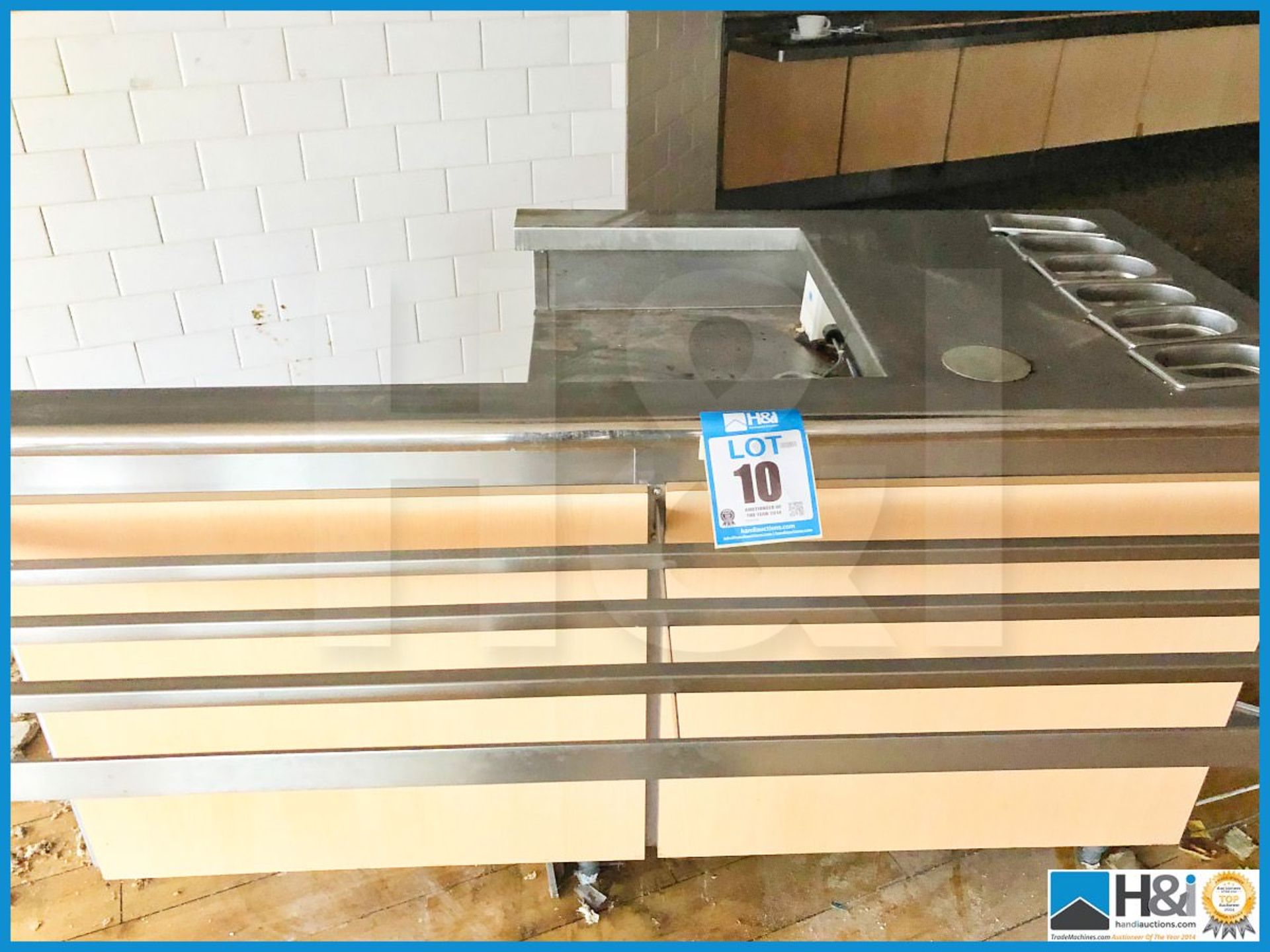 Stainless steel cantine till station with condement storage 1600mm x 100mm.