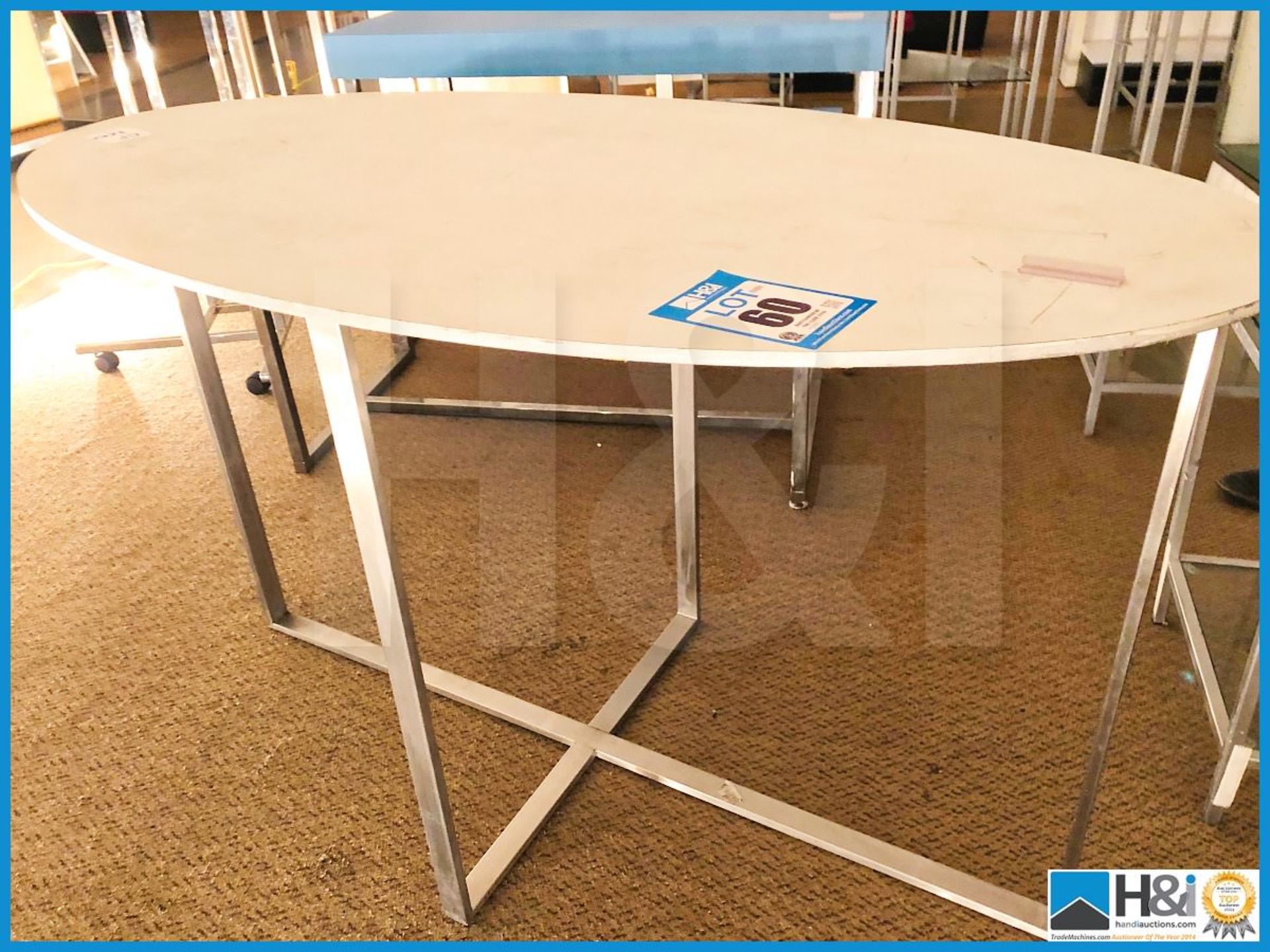 Ovel tall table with stainless steel. - Image 2 of 2