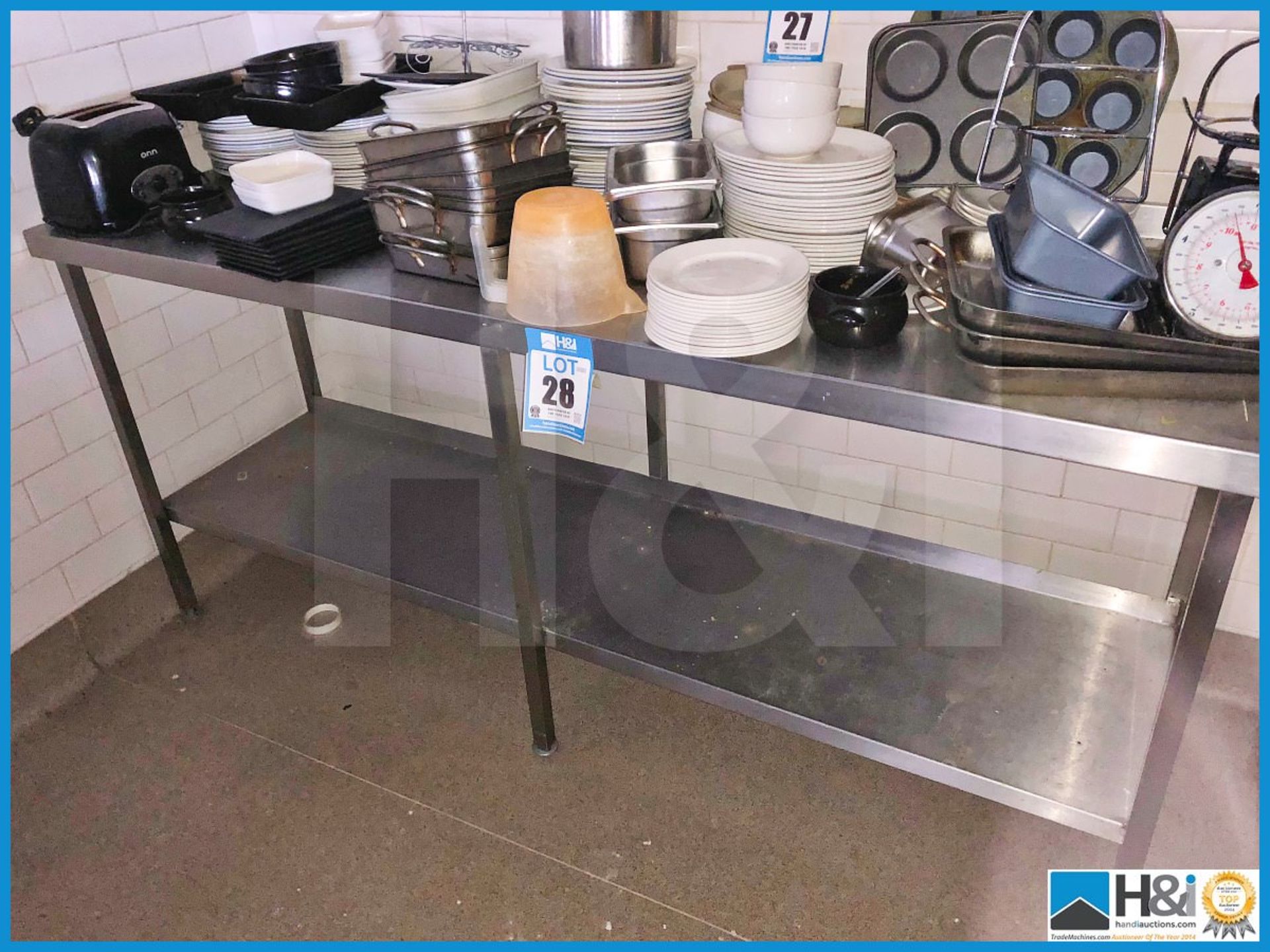 Stainless steel workstation free standing with shelf 2m X 650mm - Image 2 of 2