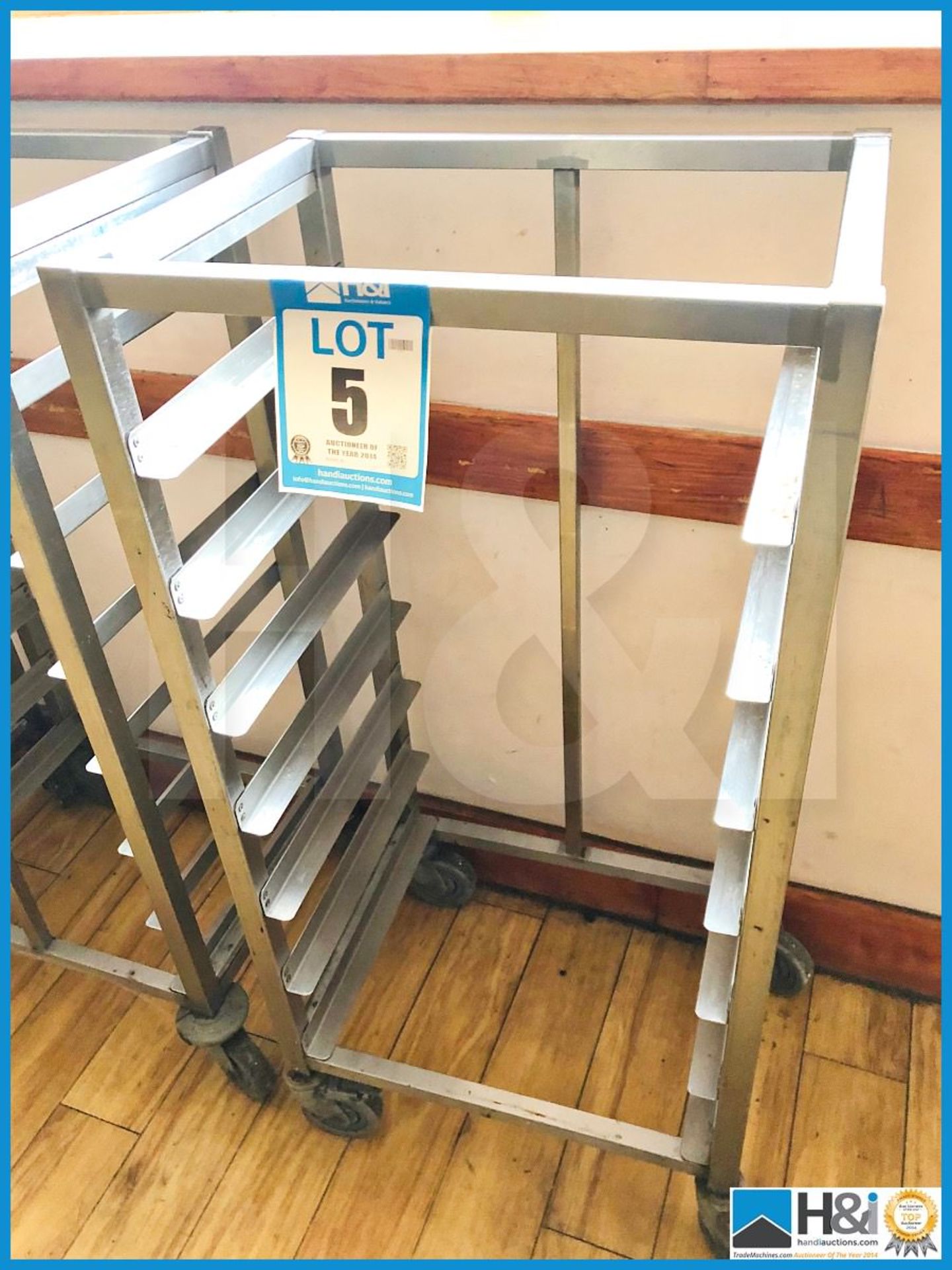 Stainless steel mobile serving tray storage rack 53cm x 40cm x 110cm .