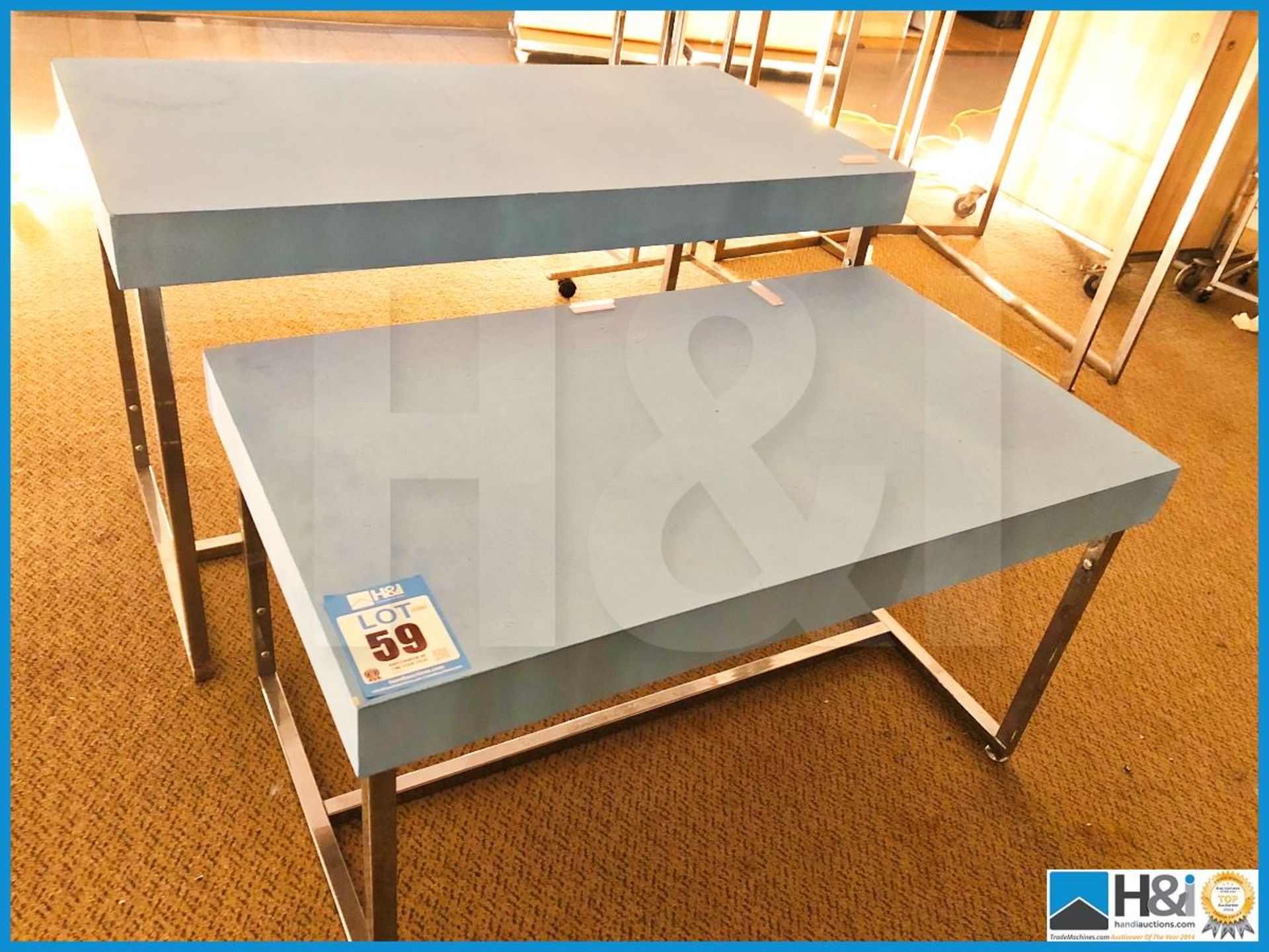 Steel framed Chrome shop display tables.