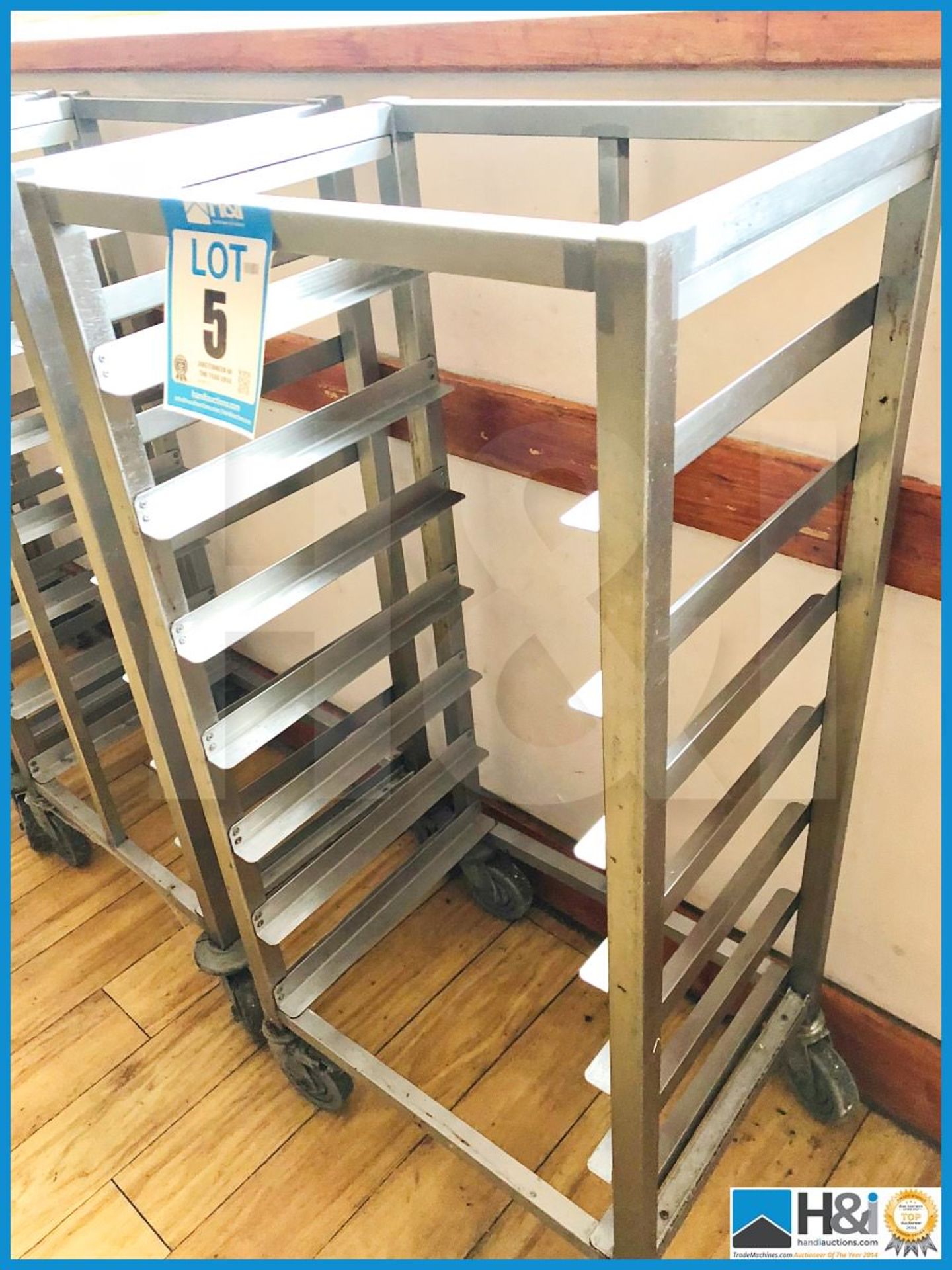 Stainless steel mobile serving tray storage rack 53cm x 40cm x 110cm . - Image 2 of 2