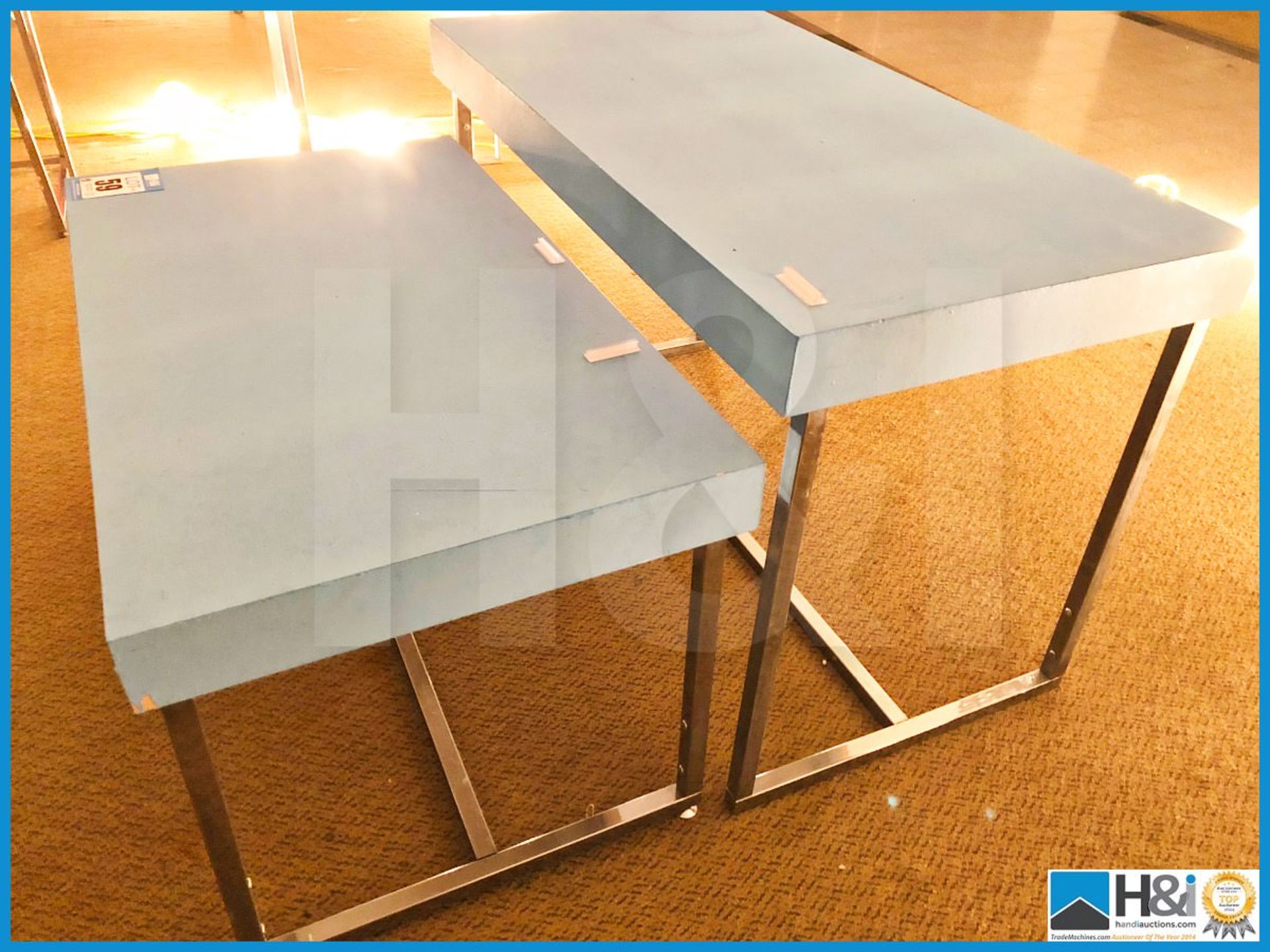 Steel framed Chrome shop display tables. - Image 3 of 3