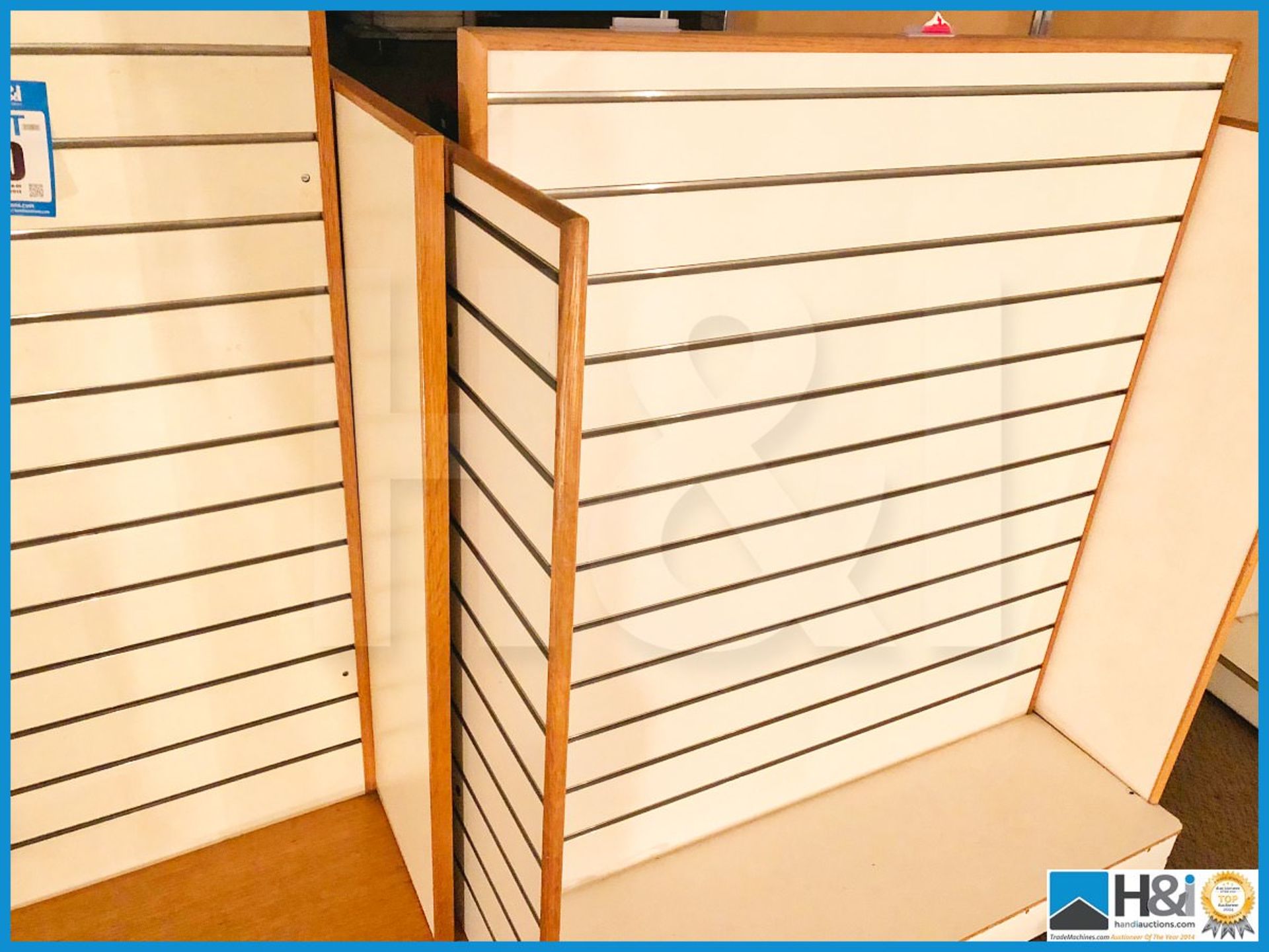 Four freestanding slat wall modular display units 1300mm X 750mm X 1400mm. - Image 3 of 3