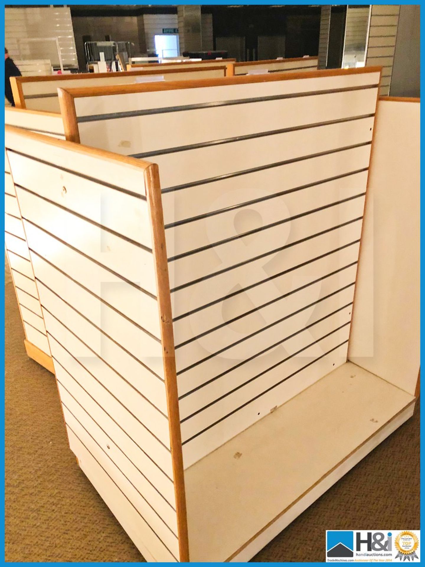 Four freestanding slat wall modular display units 1300mm X 750mm X 1400mm. - Image 2 of 4