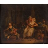 Sigismond Freudenberger (17451801) attr. à Scène d'intérieur huile sur panneau 205x245 cmAu verso: