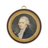 Lié Louis PerinSalbreux (17531817) Gentilhomme à la redingote portrait en miniature sur ivoire cadre