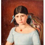 Armand H. Leleux (18181885) Jeune fille au collier huile sur toile marouflée sur carton signée et