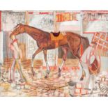 Claude Grosperrin (19361977) Les écuries huile sur toile signée contresignée au verso 65x81 cm