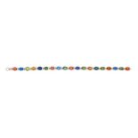 Bracelet souple or gris 750 serti de saphirs de couleur taille ovale (total env. 19 ct) long. 18.5