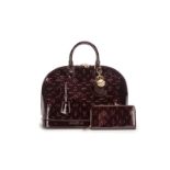 Louis Vuitton sac Alma GM en cuir Monogram Vernis amarante 1 portefeuille Zippy et 1 porteclef
