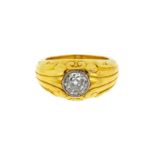 Bague 2 ors 750 sertie d'un diamant taille ancienne (env. 0.8ct) doigt 499 12g