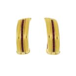 Paire de boucles d'oreilles or 750 serties de lignes de rubis taille baguette 3.5 cm 24g