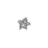 Gilbert Albert pendentif étoile or gris 750 perlé serti de diamants taille brillant signé 16 cm