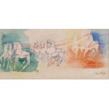 Jean Dufy (18881964) L'Attelage aquarelle sur papier signée 13x295 cm Certificat d'authenticité de