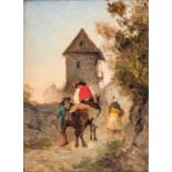 Armand H. Leleux (18181885) Sur le chemin du village huile sur toile signée 325x24 cm