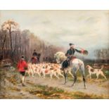 Pierre Auguste BrunetHouard (18291922) La meute huile sur toile signée 465x555 cm