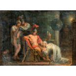 Ecole française vers 1800 Priam supplie Achille de lui rendre le corps d'Hector huile sur toile