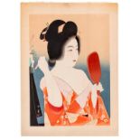 Inshô Dômoto (18911975) Hatsugeshô ("Premier maquillage de l'année") estampe format ôban tatee Japon