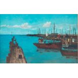 Roland Oudot (18971981) "Port de Ouistream" 1970 huile sur toile signée et titrée au verso 65x100 cm