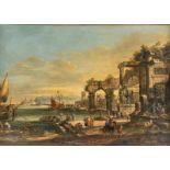 Ecole italienne du XVIIIe s. Scène de port huile sur toile 109x155 cm