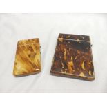 Two Victorian tortoiseshell covered visiting card cases