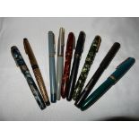 A selection of fountain pens including Conway Stewart 388, Curzon Ltd The Pinnacle etc..