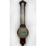 A Georgian barometer and thermometer by T Morgan of London, in a mahogany case - 36in. high