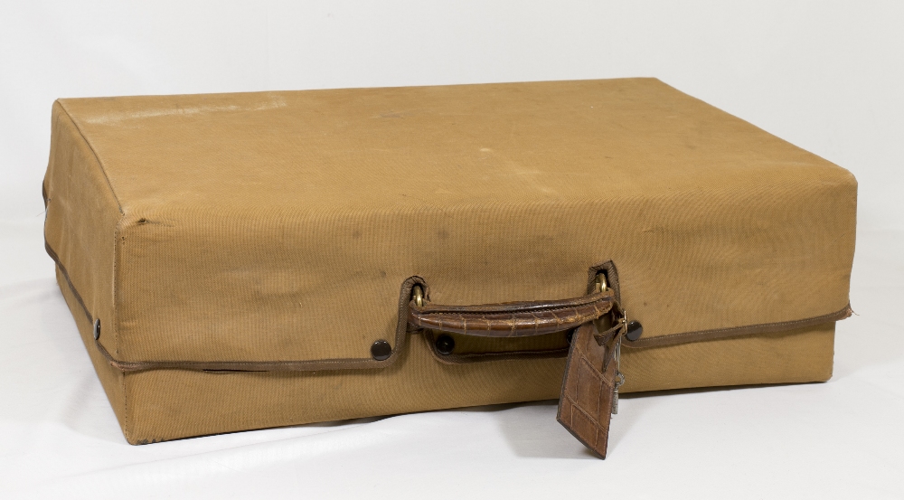 A brown crocodile skin suitcase by Cleghorn of Edinburgh, the interior fitted hand mirror, two - Image 3 of 3