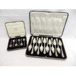 A case of six silver coffee spoons - Sheffield 1930, makers mark for Thomas Bradbury and Sons Ltd.